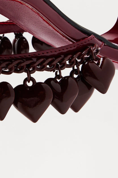 Renea Heart Thong Mules - Burgundy