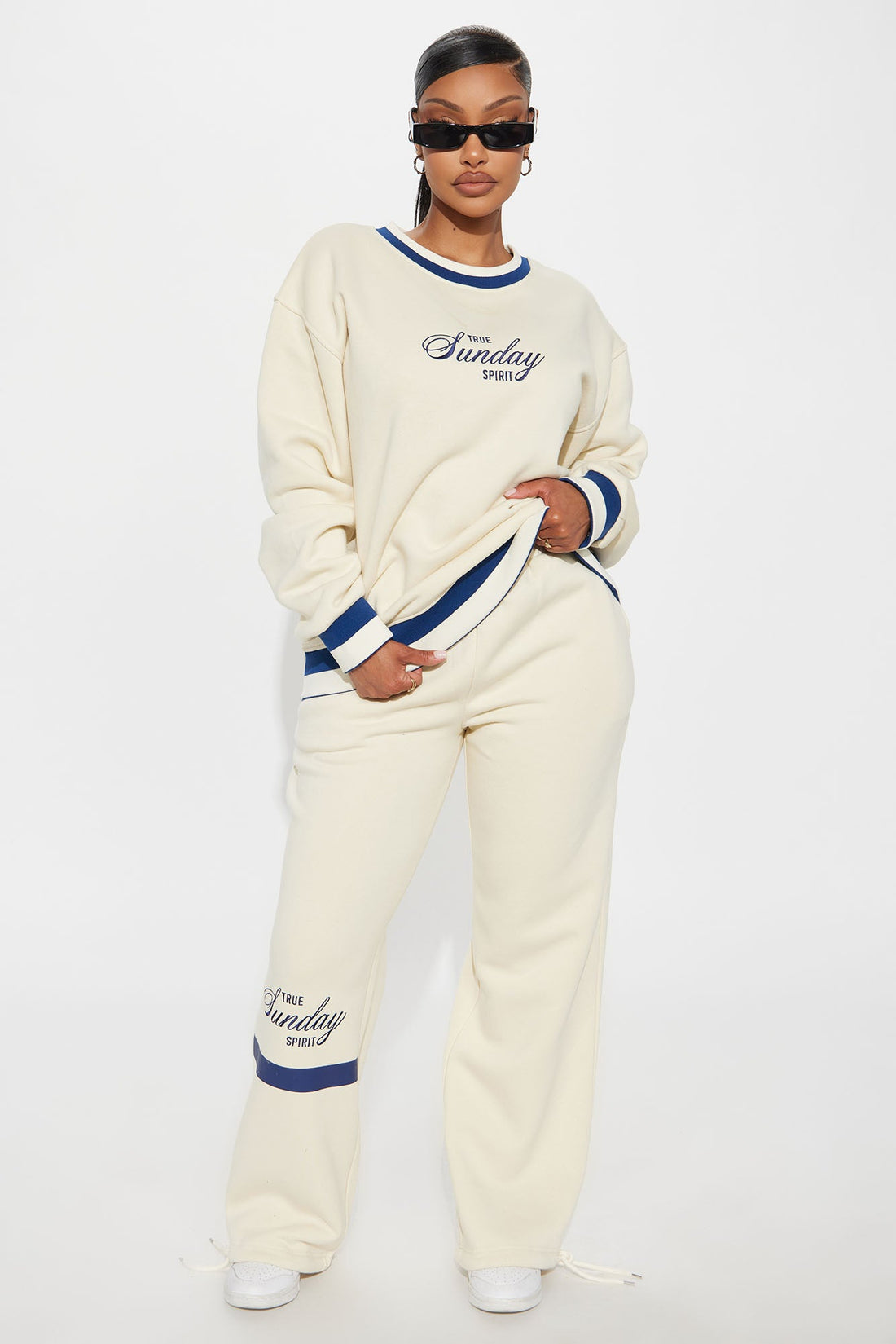 True Sunday Spirit Fleece Pant Set - Cream