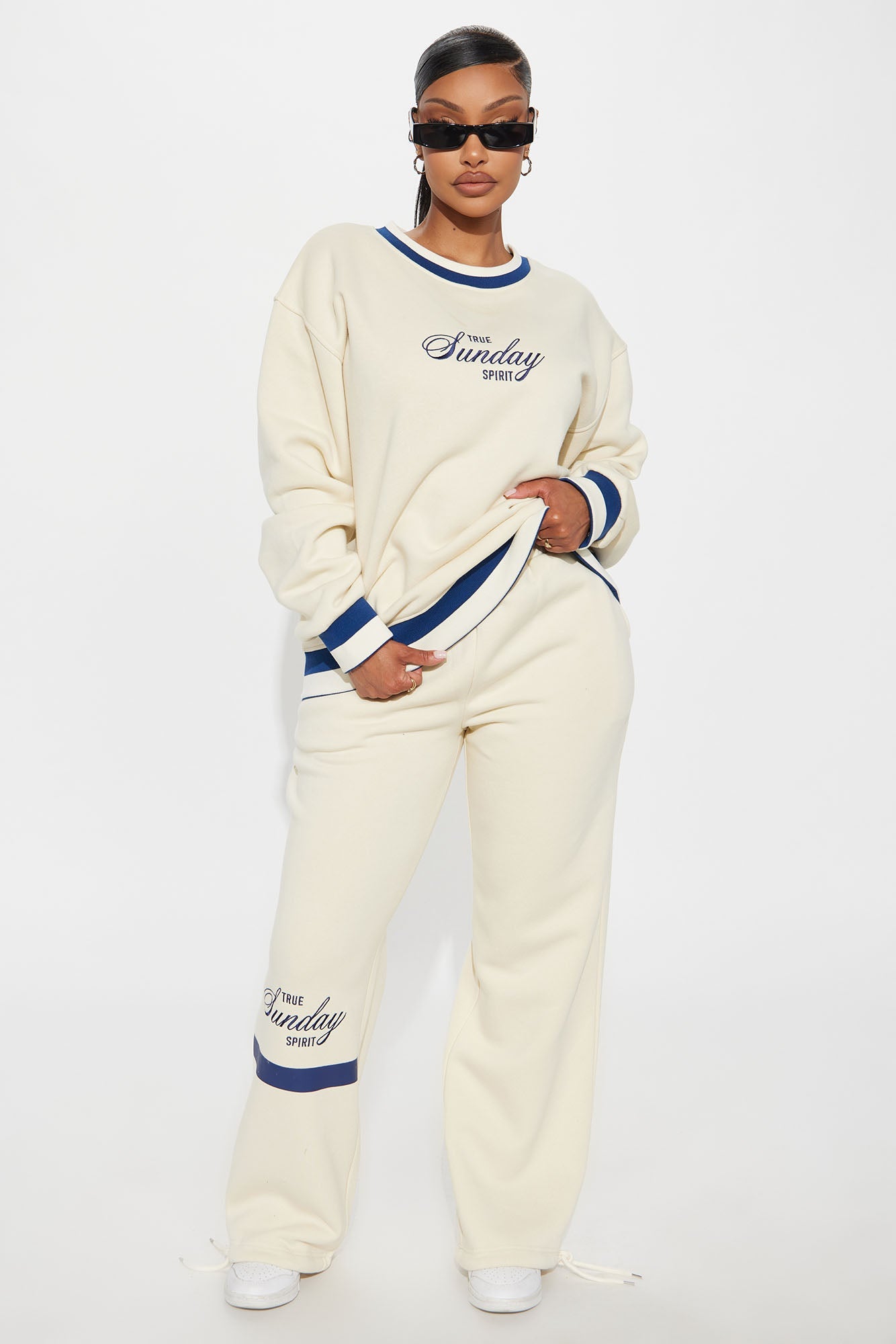 True Sunday Spirit Fleece Pant Set - Cream