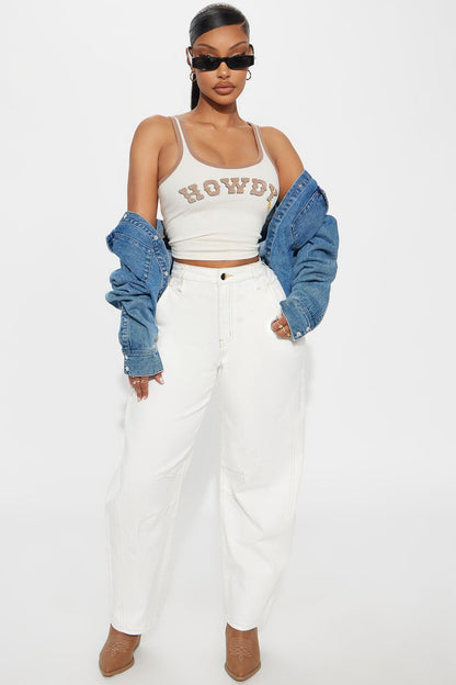 Madison Street Barrel Leg Jeans - White