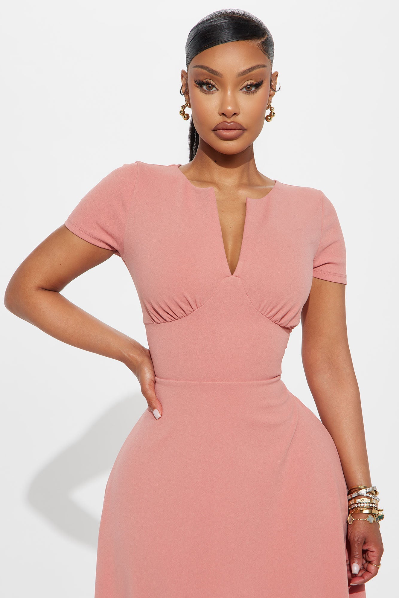 Charolette Short Sleeve Midi Dress - Mauve