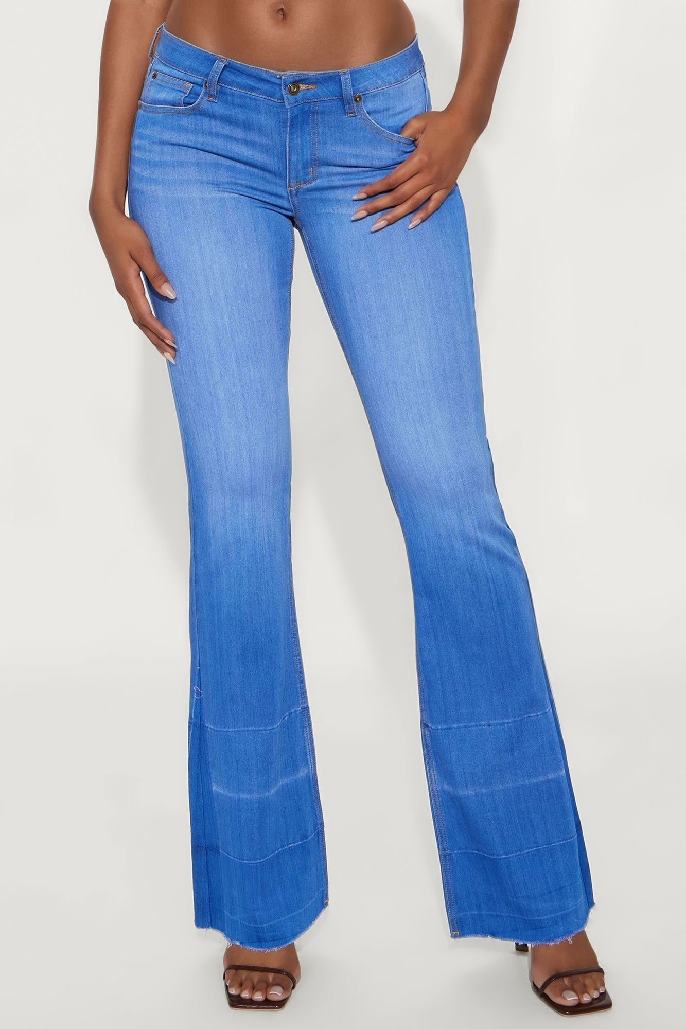 Tall Janis Super Soft Low Rise Flare Jeans - Blue Wash