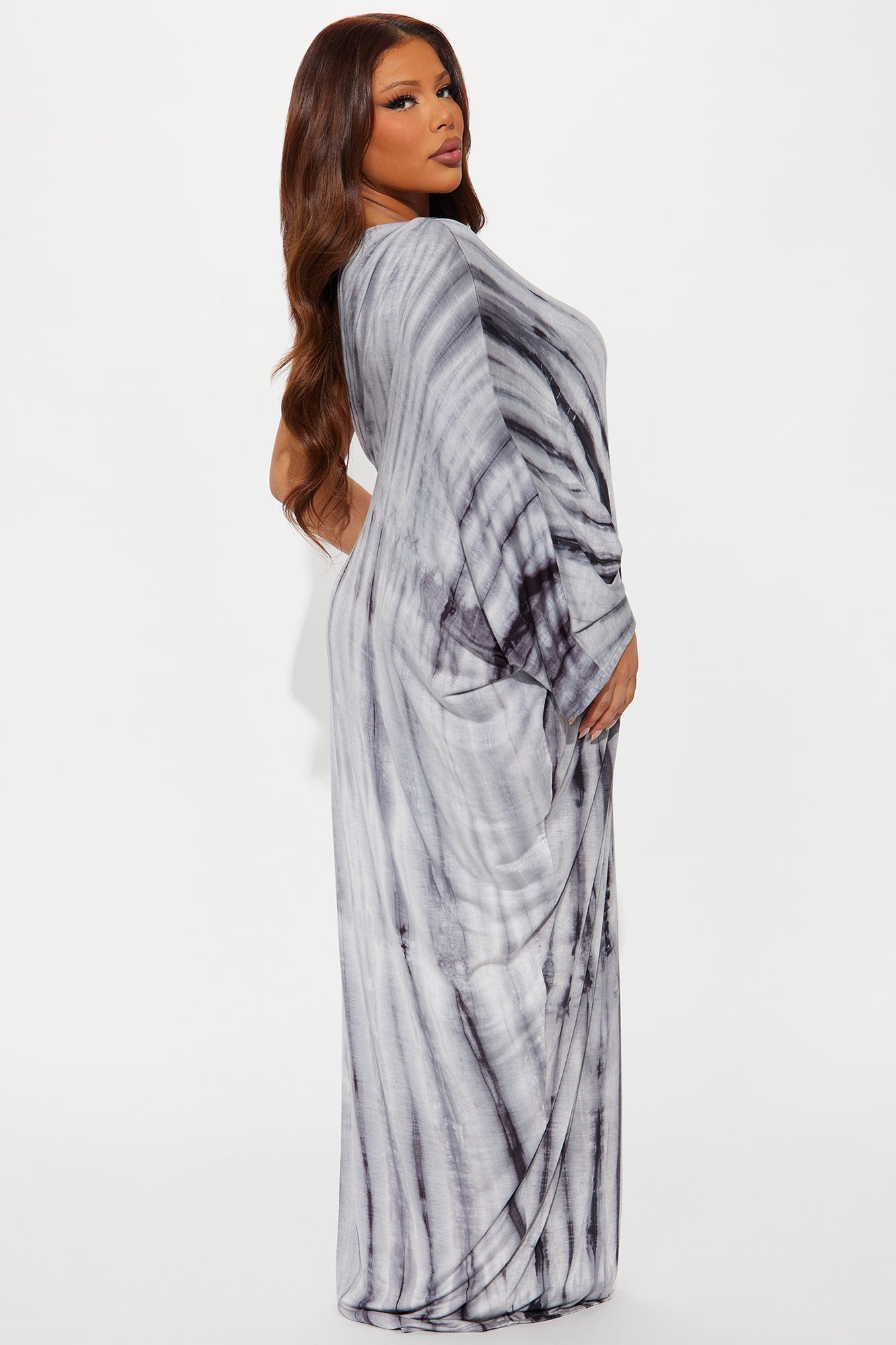 Tamira One Shoulder Maxi Dress - Grey