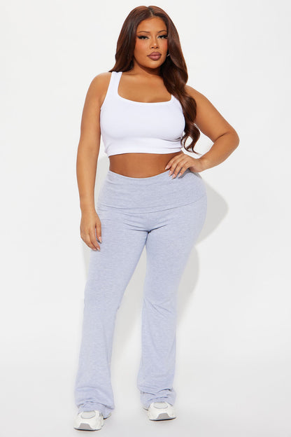 Adriana Foldover Flare Pant - Heather Grey