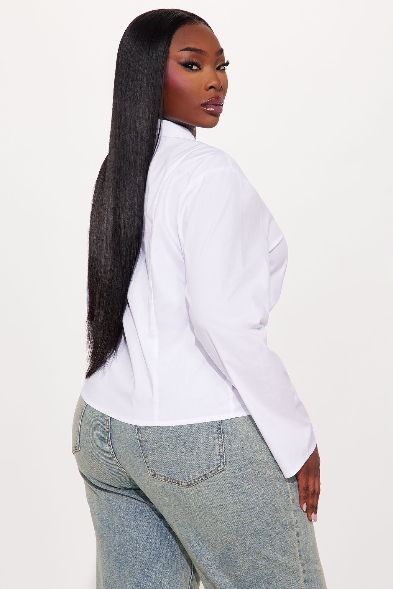 Mellowed Out Front Zip Poplin Shirt - White