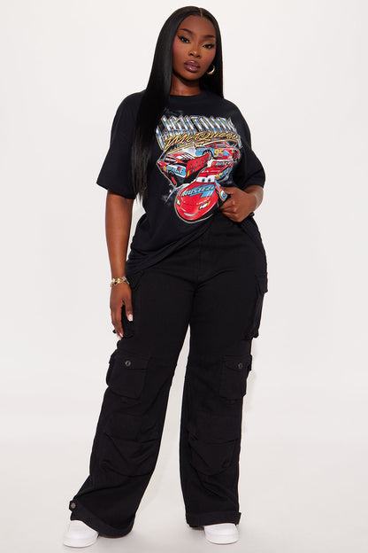Lightening Car Retro Oversized Tee - Black
