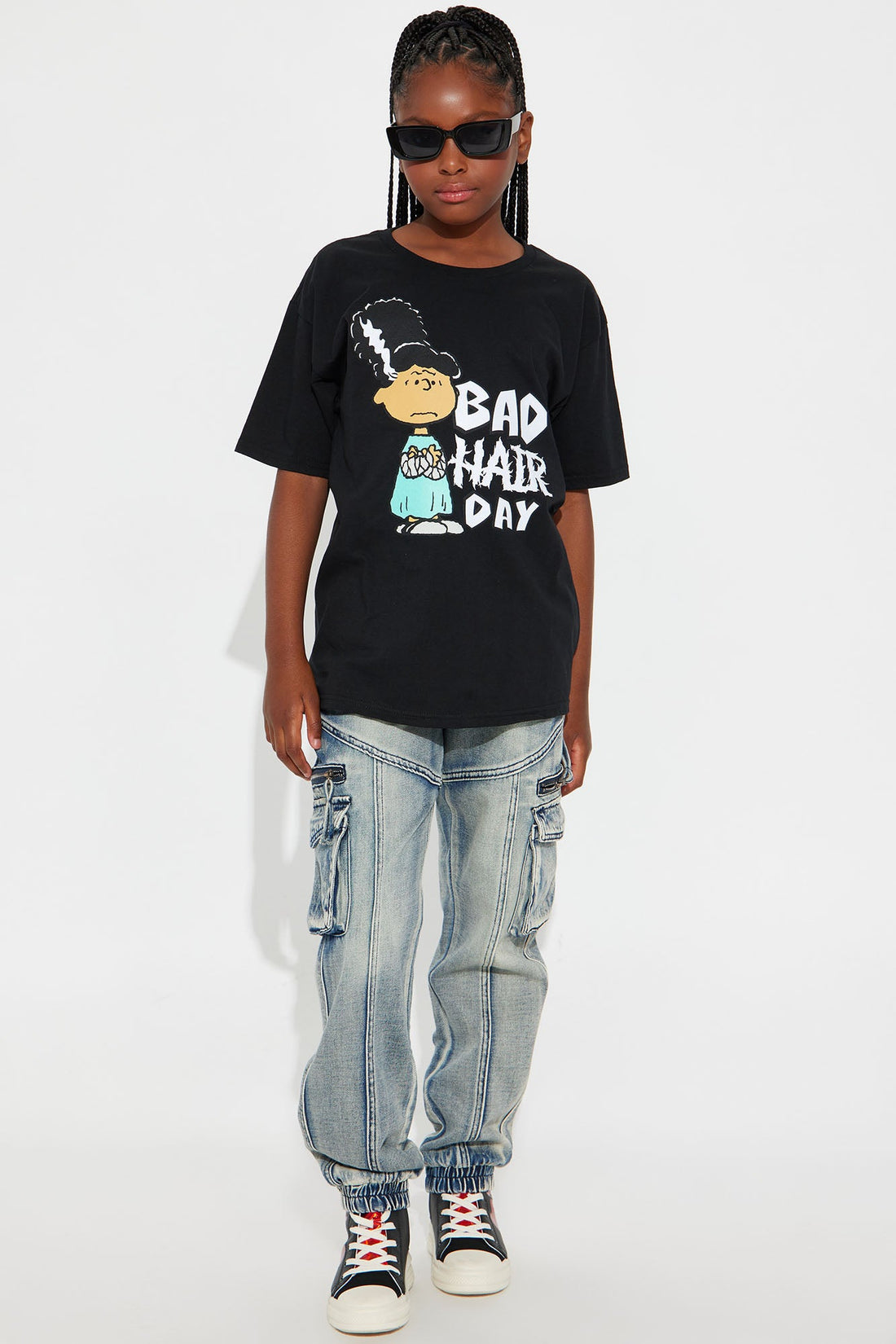 Mini Bad Hair Day Peanuts Tee - Black