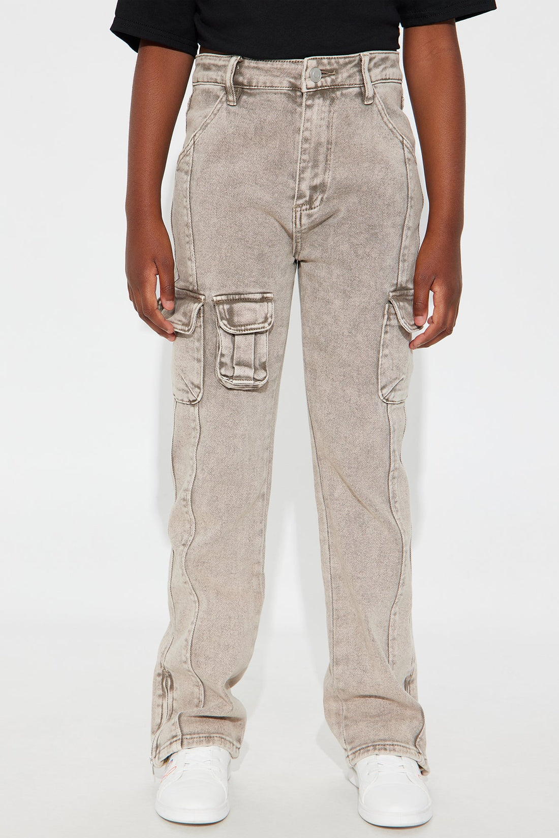 Mini Emily Stacked Cargo Jeans - Tan