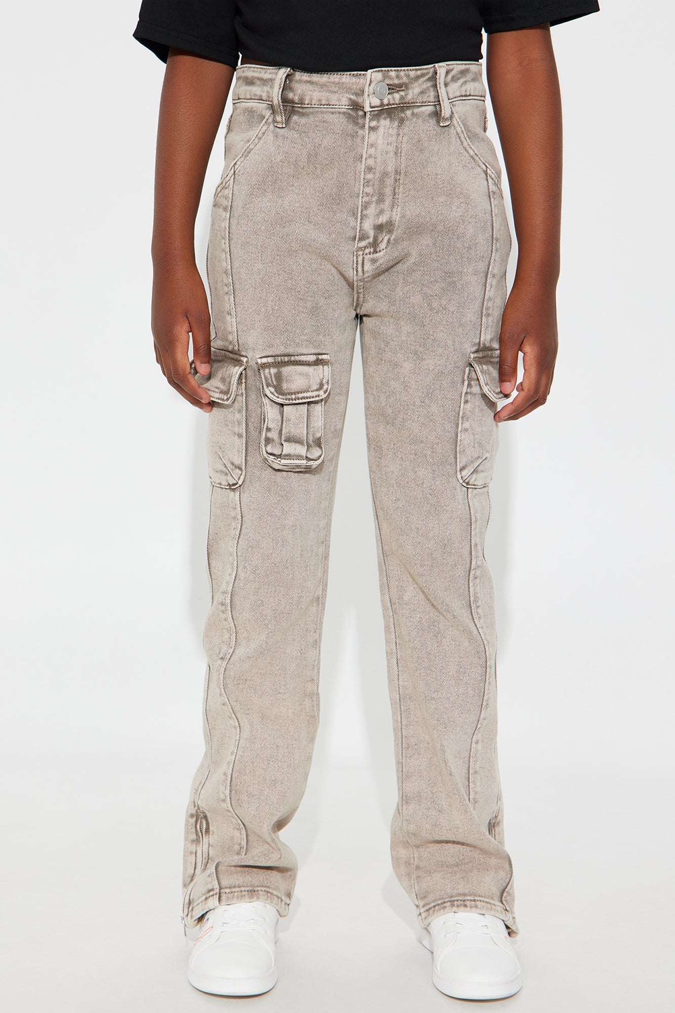 Mini Emily Stacked Cargo Jeans - Tan
