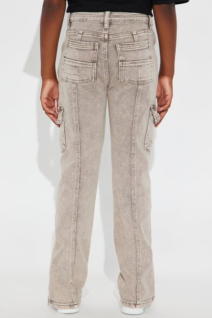 Mini Emily Stacked Cargo Jeans - Tan