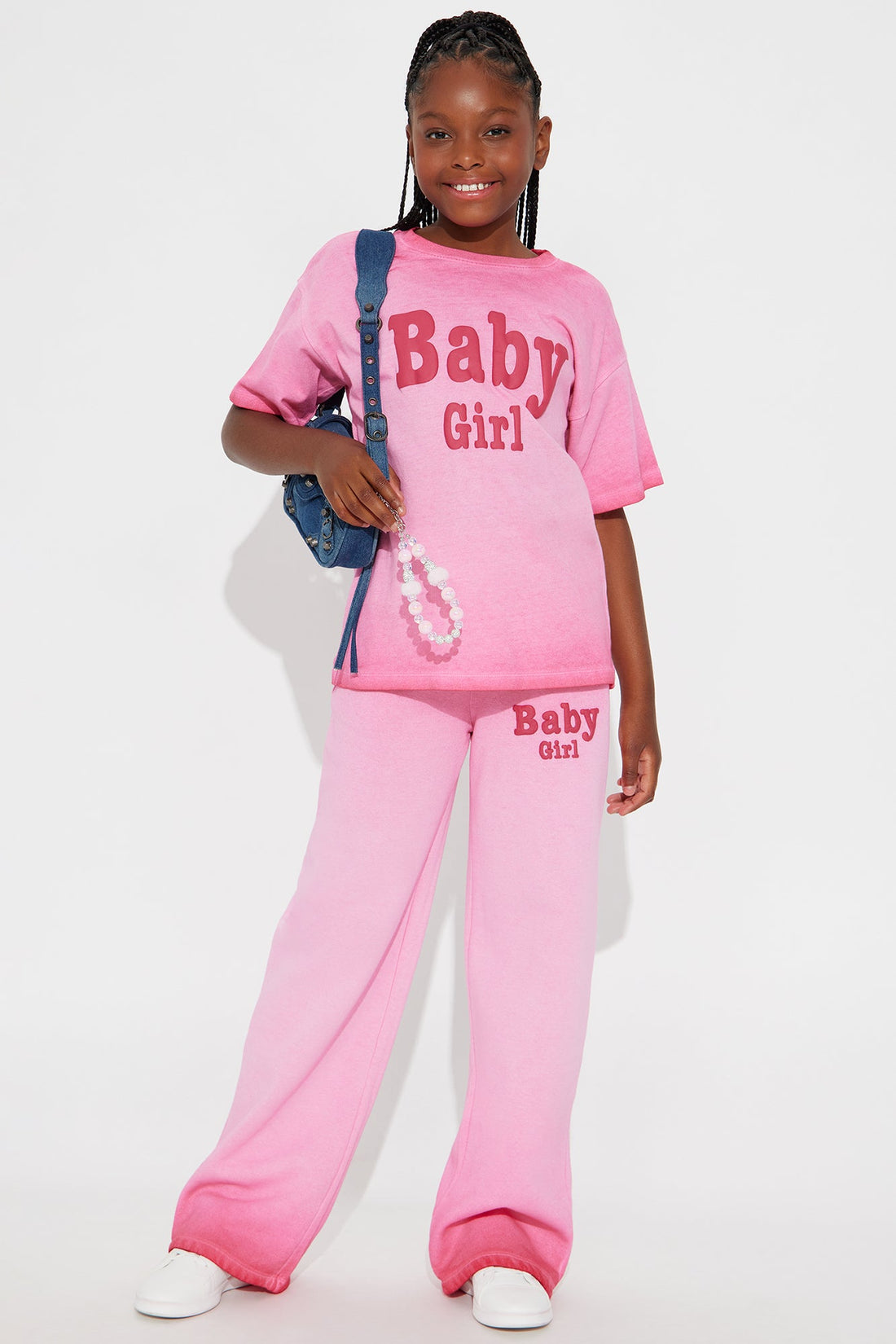 Mini Baby Girl Fleece Sweatsuit Set - Pink