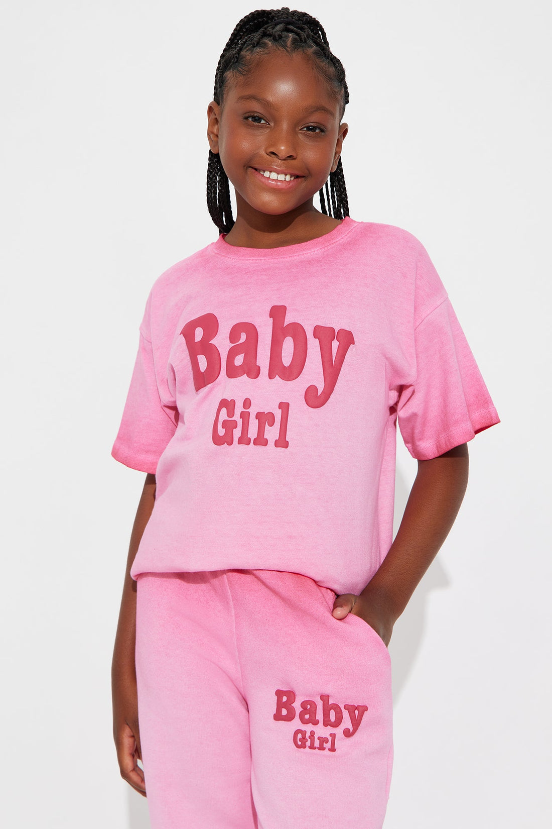 Mini Baby Girl Fleece Sweatsuit Set - Pink