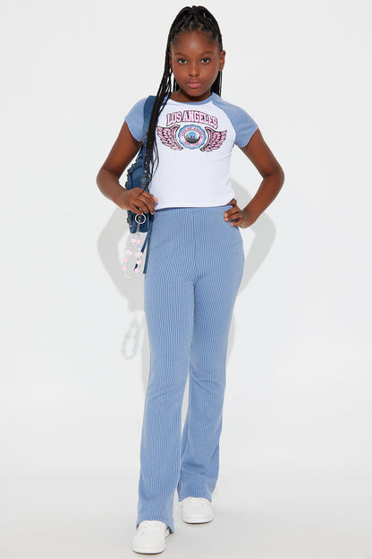 Mini My City Of Angels Flare Leg Pant Set - Blue/combo