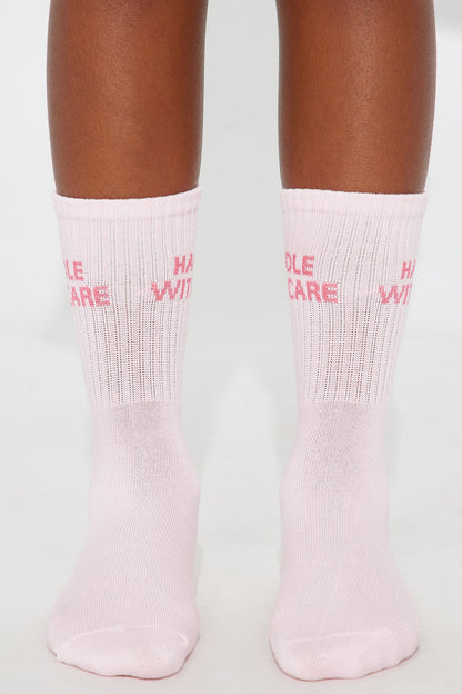 Mini Handle Me With Care Socks - Pink