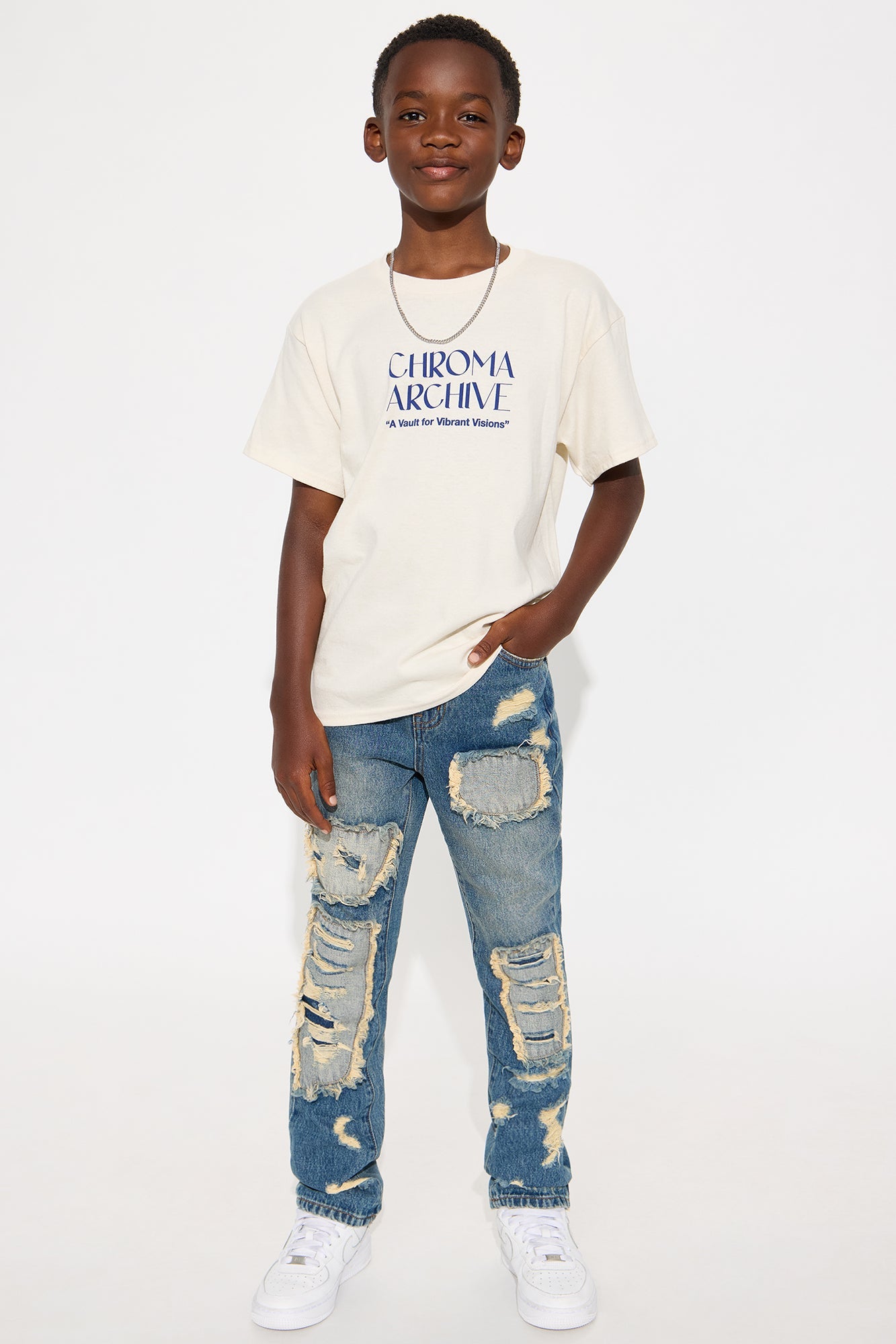 Mini Chroma Archive Short Sleeve Front/Back Tee - Natural