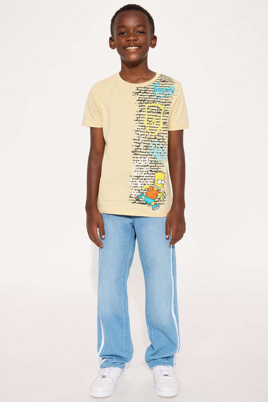 Mini Bart Simpson Graffiti Front/Back T-Shirt - Brown
