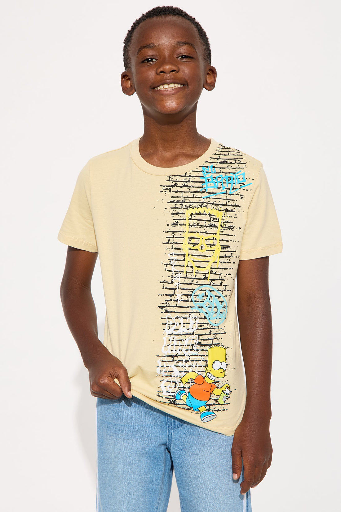 Mini Bart Simpson Graffiti Front/Back T-Shirt - Brown
