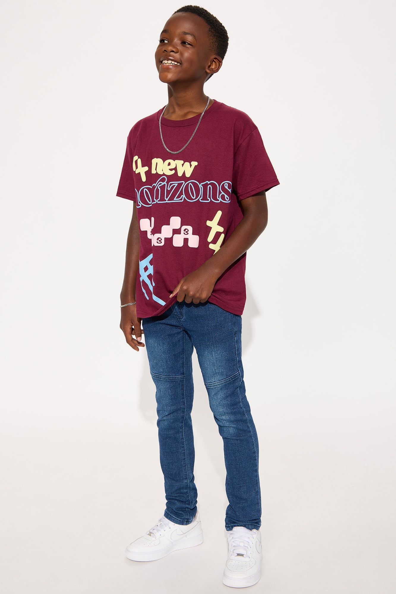 Mini New Horizon Short Sleeve Tee - Burgundy