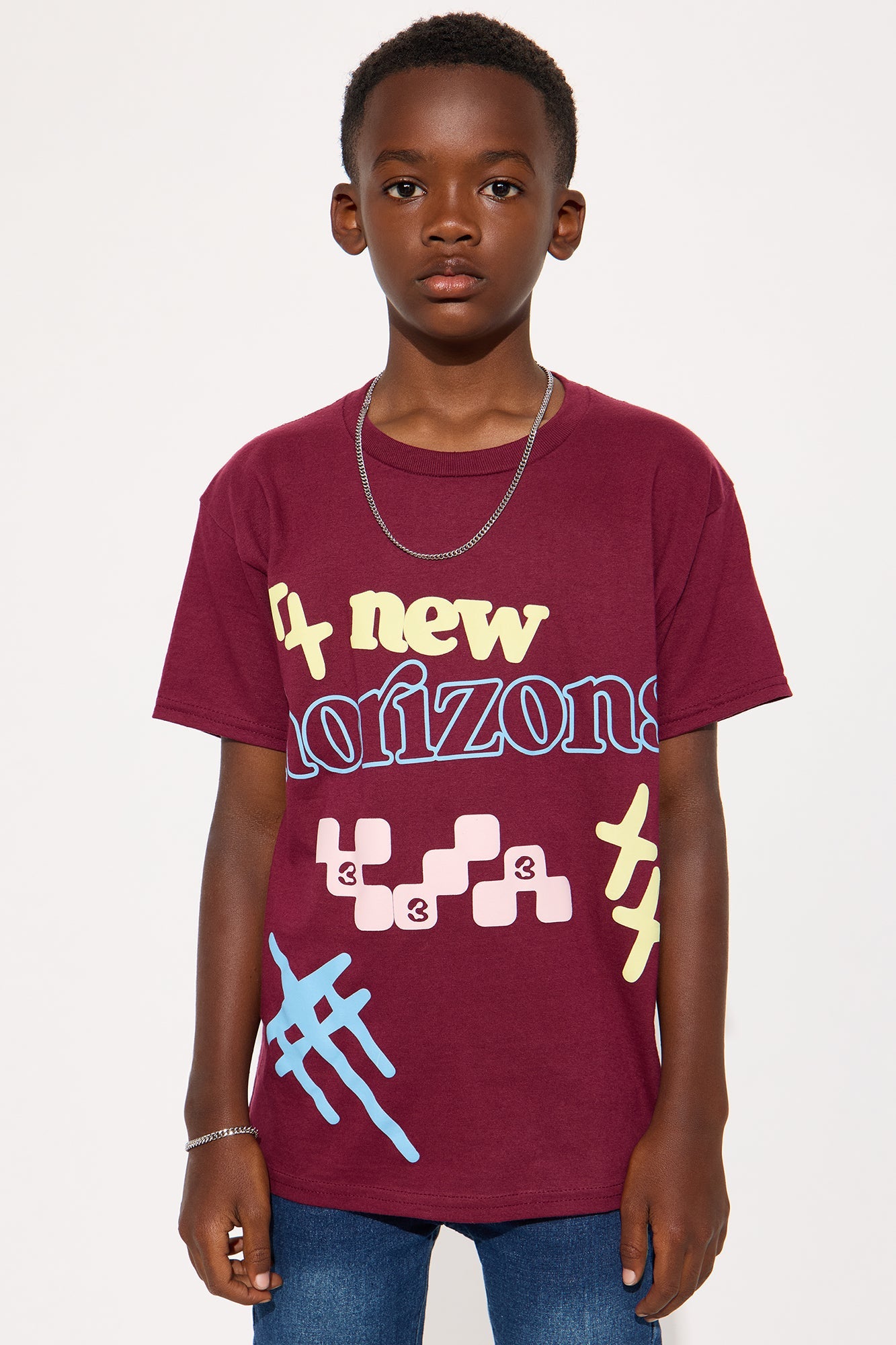 Mini New Horizon Short Sleeve Tee - Burgundy