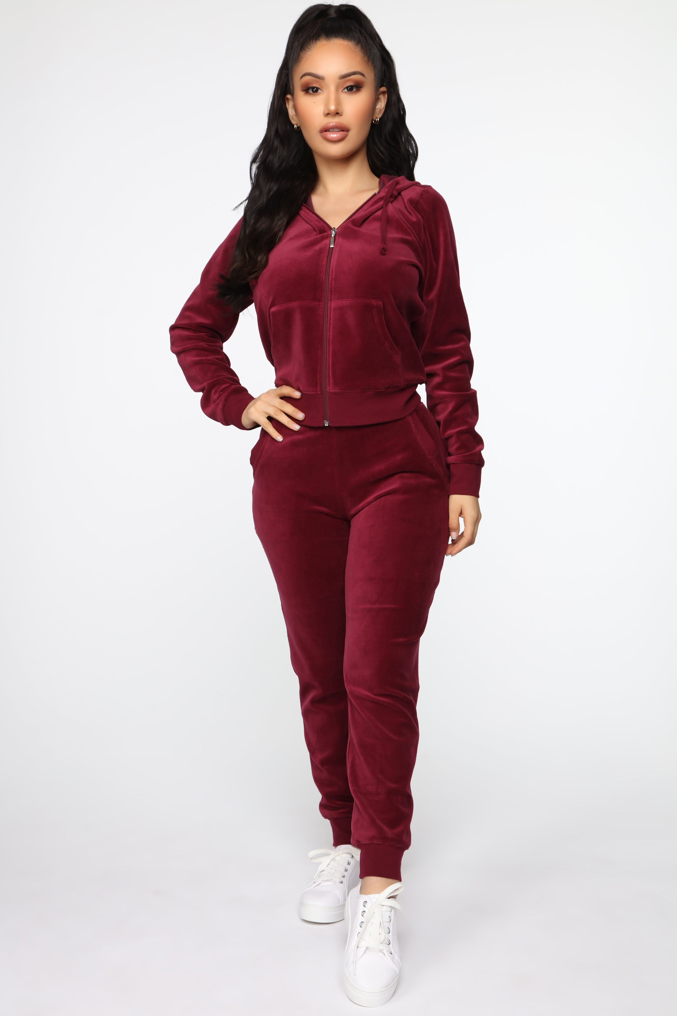 The Original Trendsetter Velour Set - Burgundy