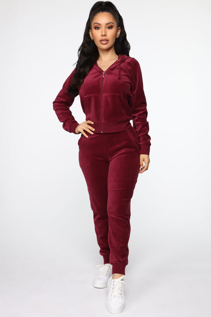 The Original Trendsetter Velour Set - Burgundy