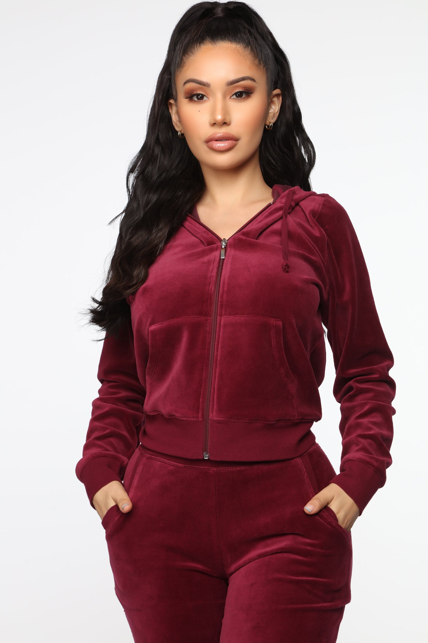 The Original Trendsetter Velour Set - Burgundy