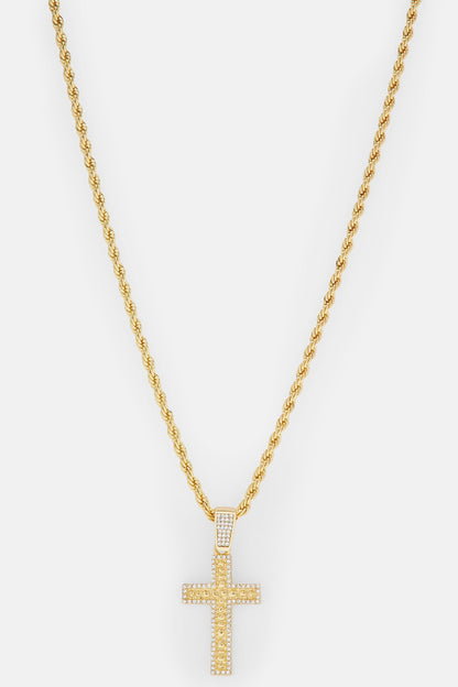 Nugget Cross Chain Necklace - Gold