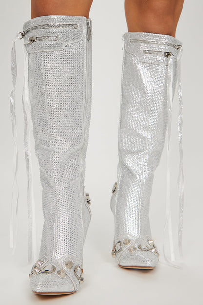 Sending My Best Heeled Boots - Silver