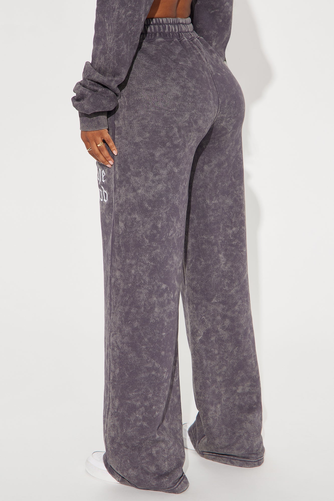 Not In The Mood Washed Wide Leg Pant - Charcoal