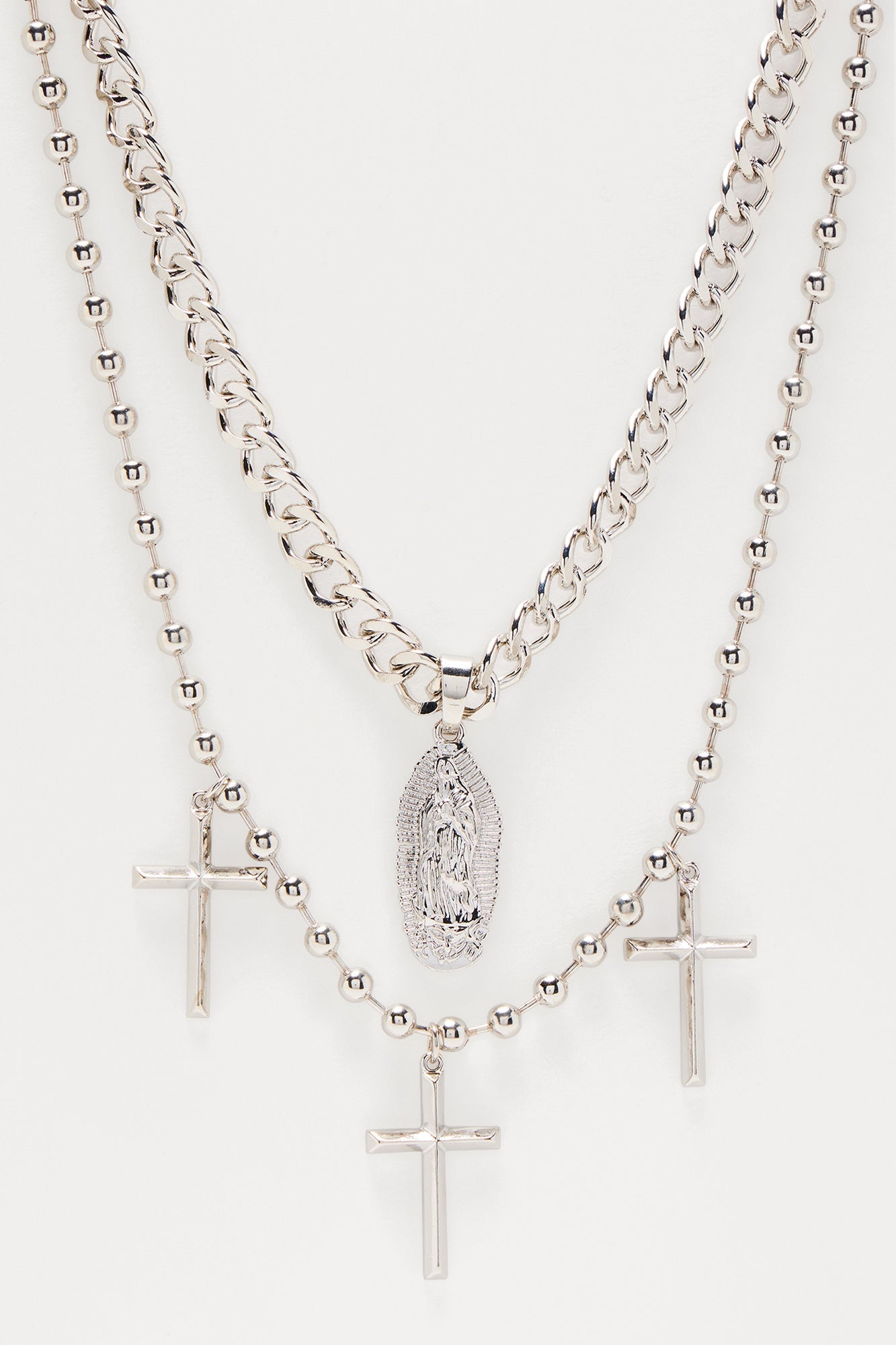 Iron Testament 2 Piece Chain Necklace - Silver