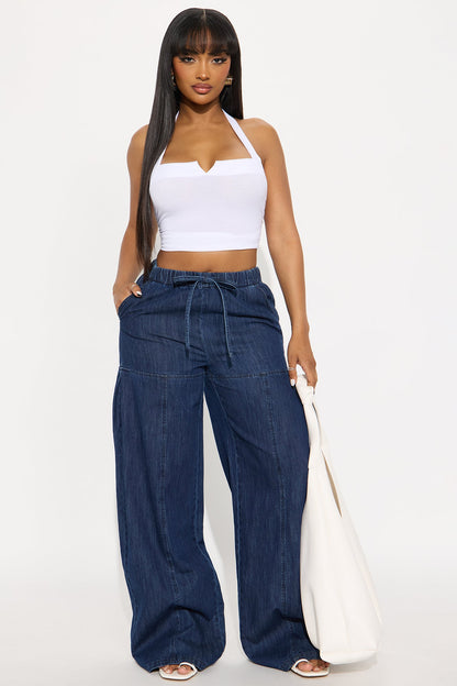Brigantine Pull On Wide Leg Jeans - Dark Wash