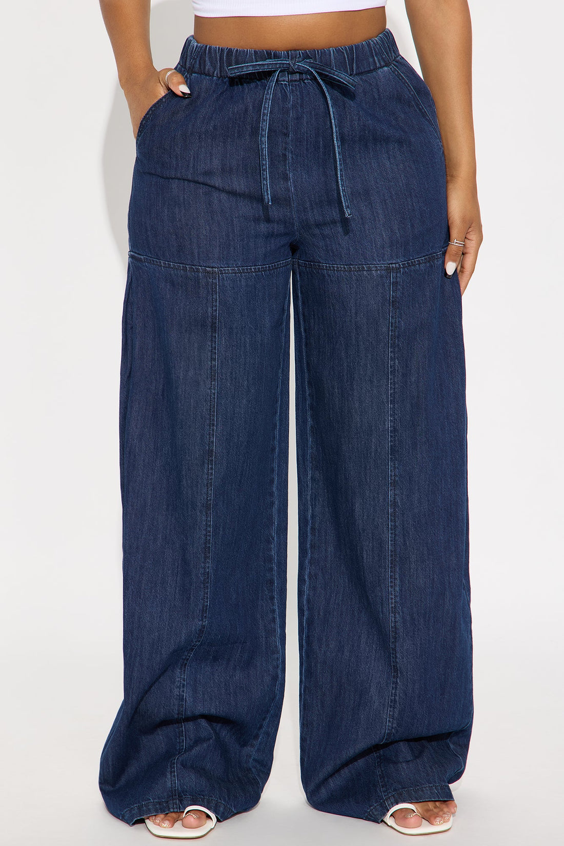Brigantine Pull On Wide Leg Jeans - Dark Wash