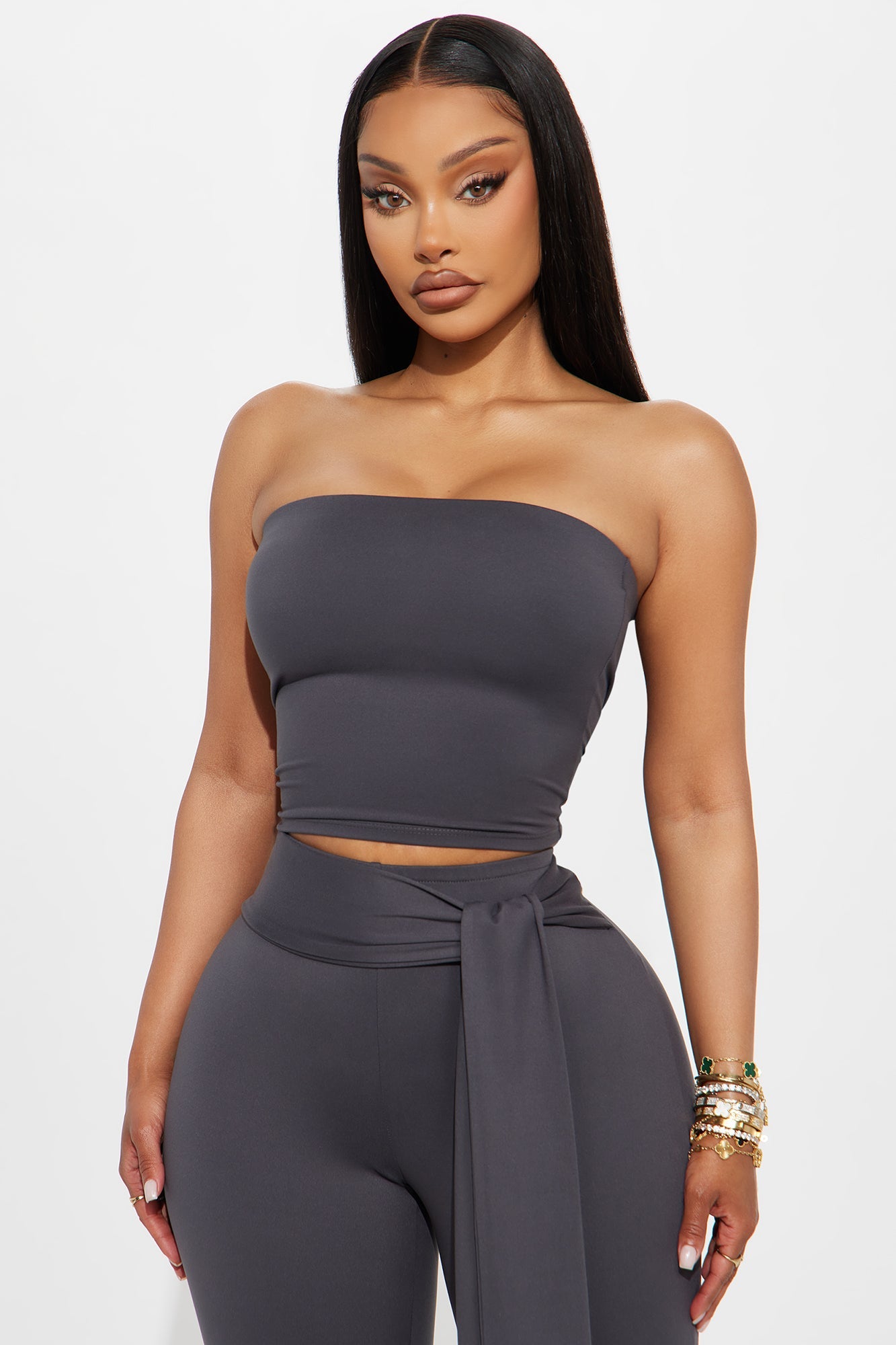 Knot Your Babe Capri Set - Charcoal