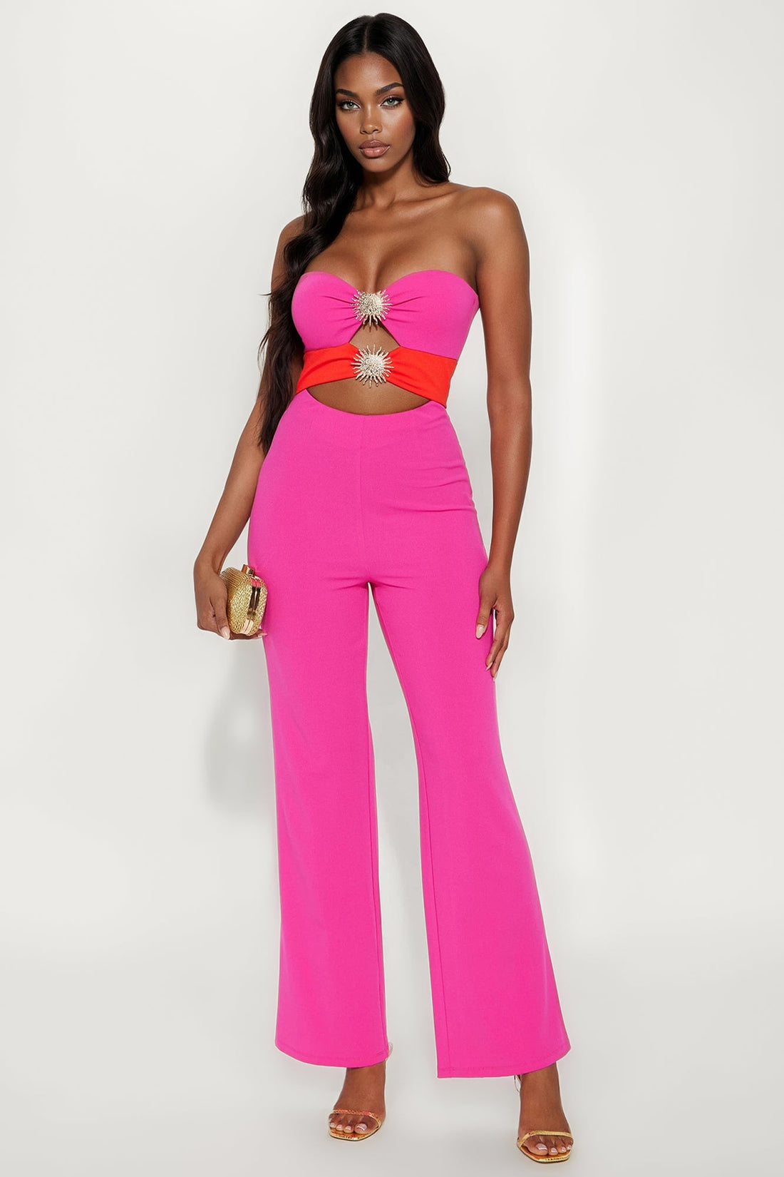 Sunny Days Wide Leg Jumpsuit - Pink/combo