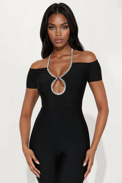 Sienna Bandage Off Shoulder Jumpsuit - Black