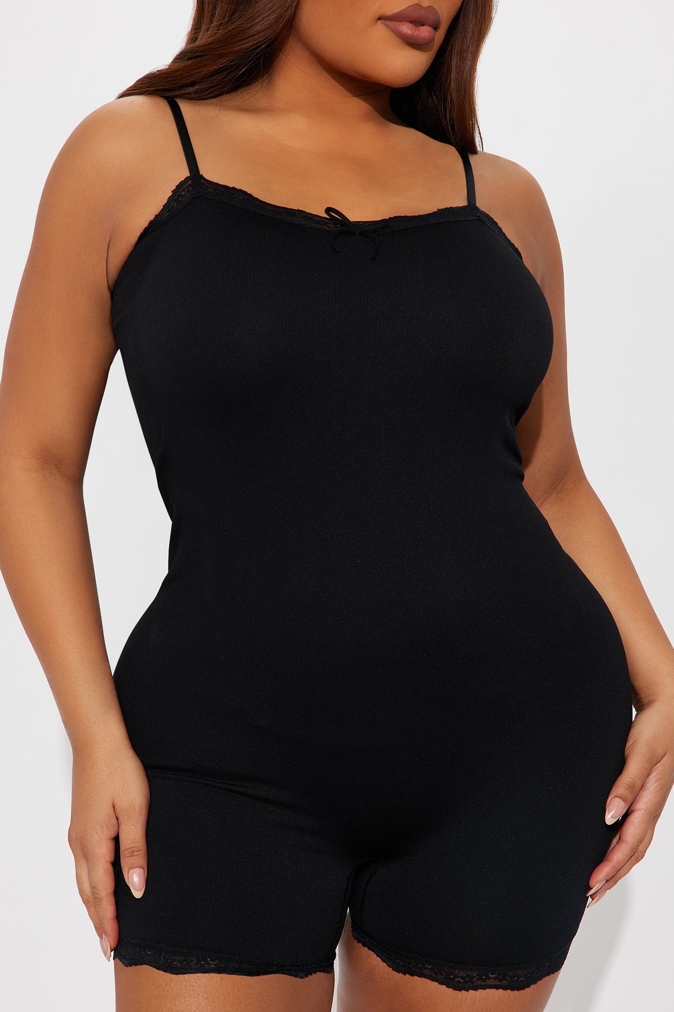Close To You Seamless Ribbed PJ Romper Onesie - Black