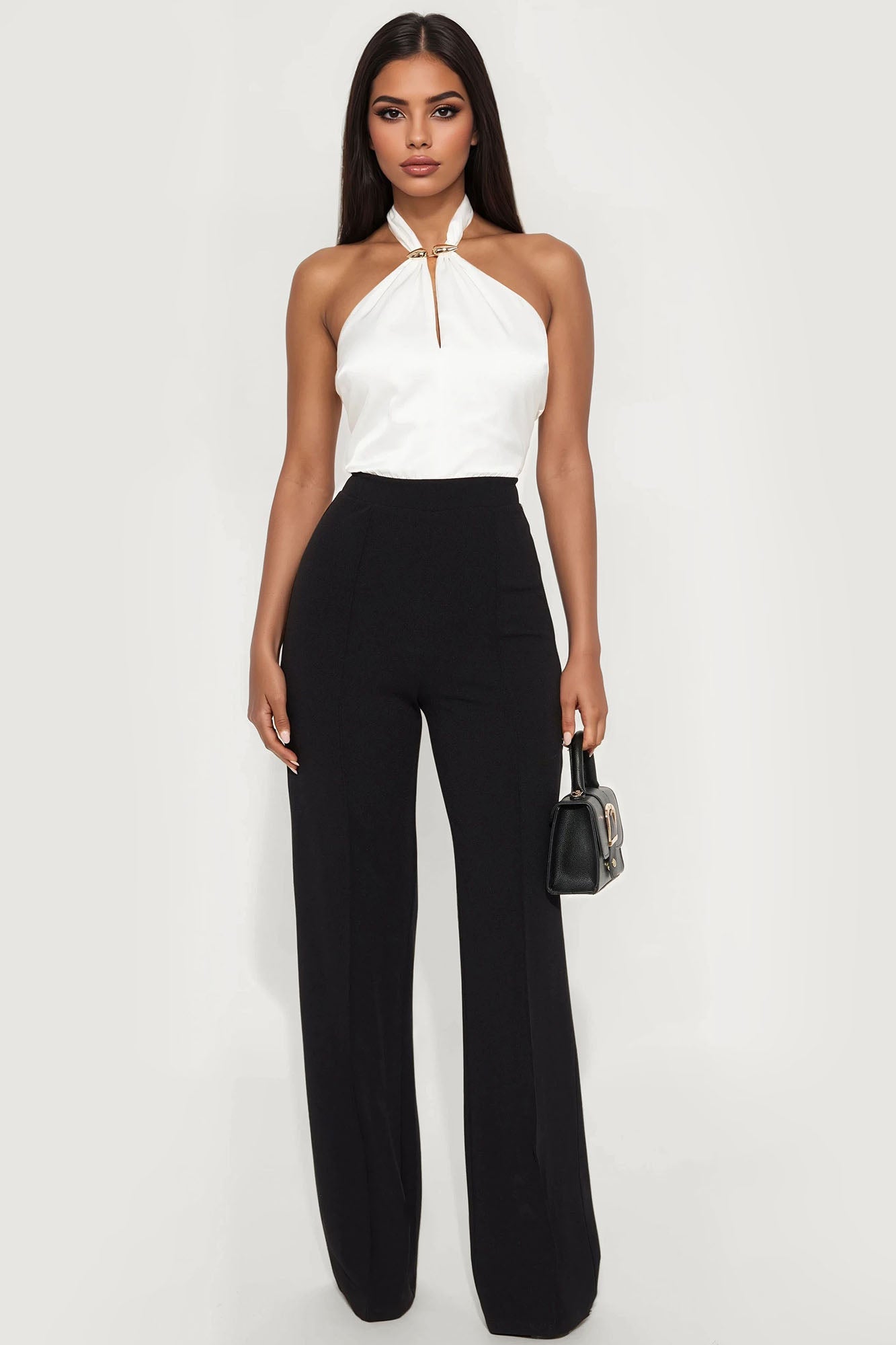 Larsa HalterJumpsuit - White/Black