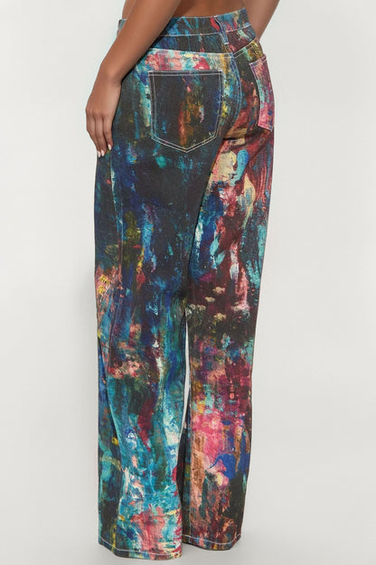 Work Of Art Wide Leg Jeans - Multi Color