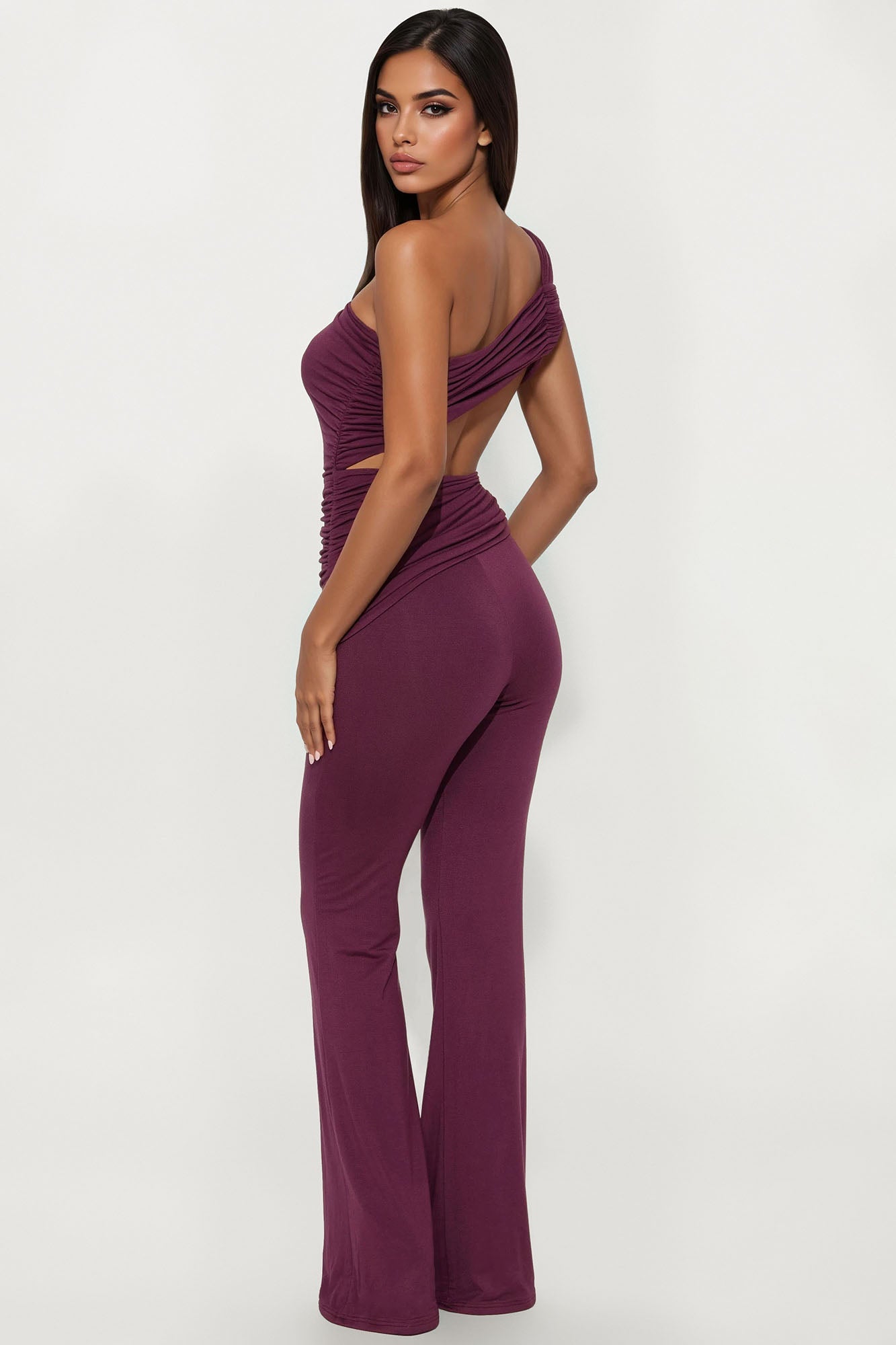 Giving You Regrets Ruched Cut Out Jumpsuit - Purple