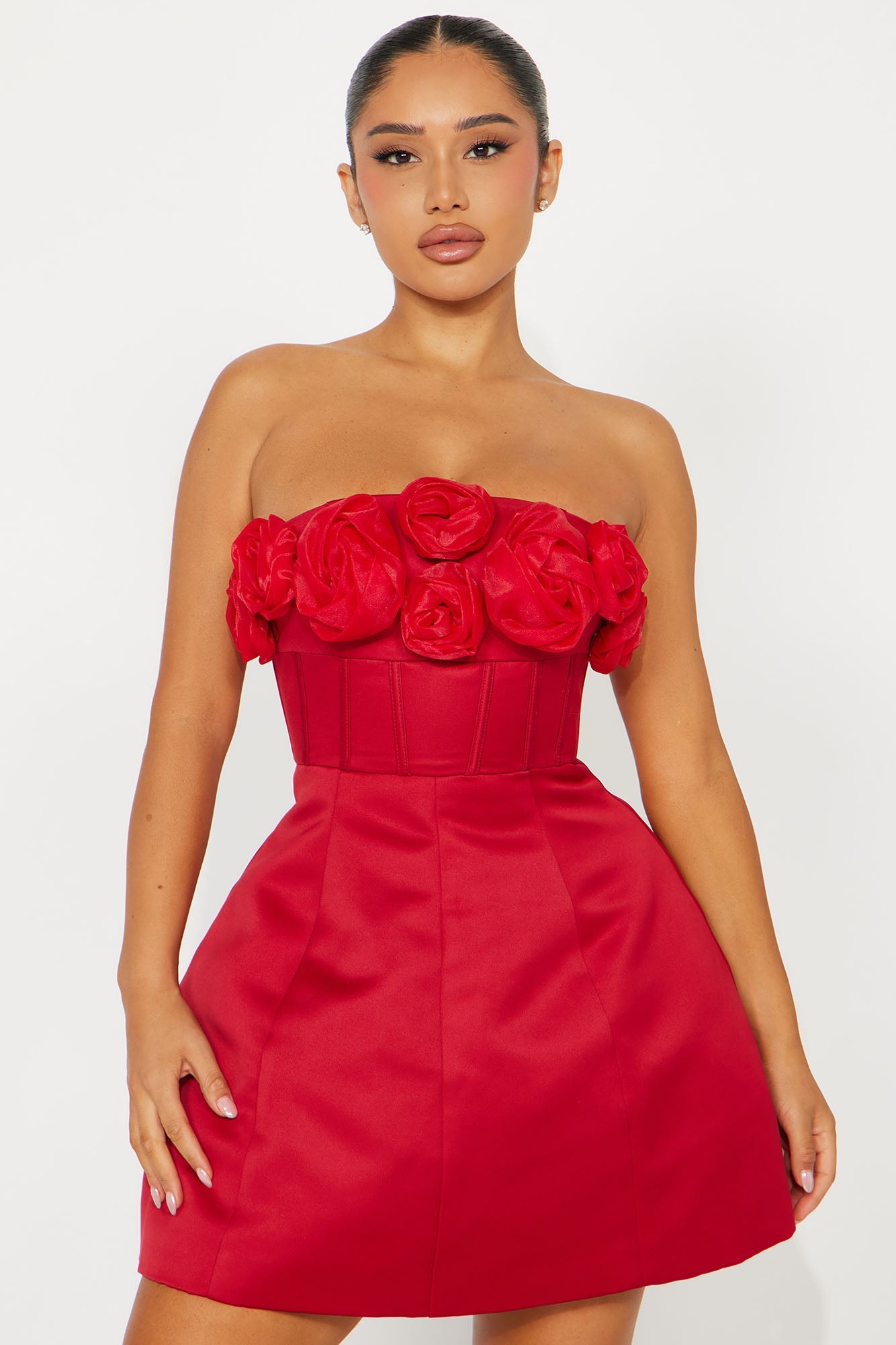 Bliss Corset Mini Dress - Red