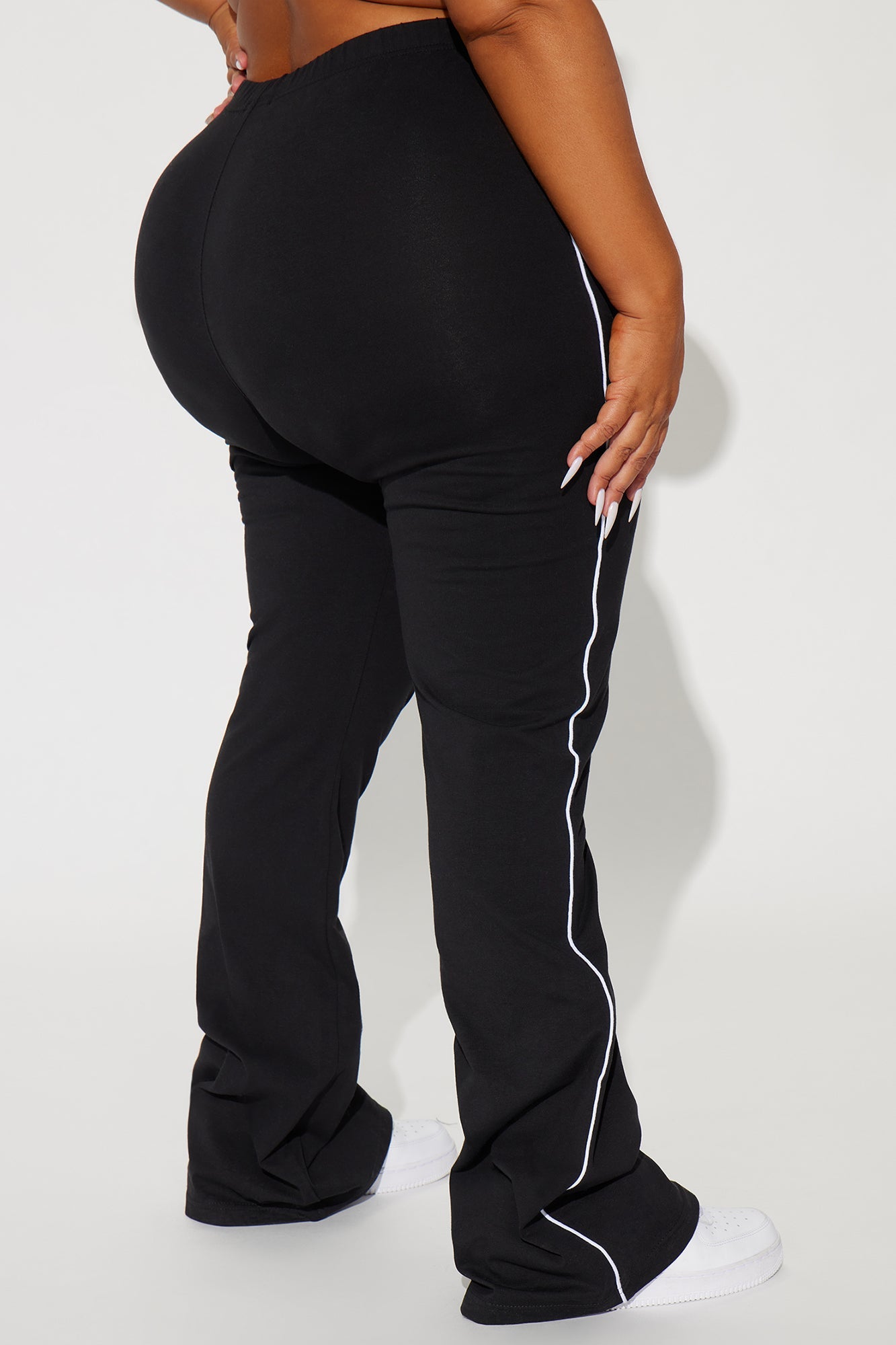 Sporty Girl Embroidered Flare Pants - Black/White