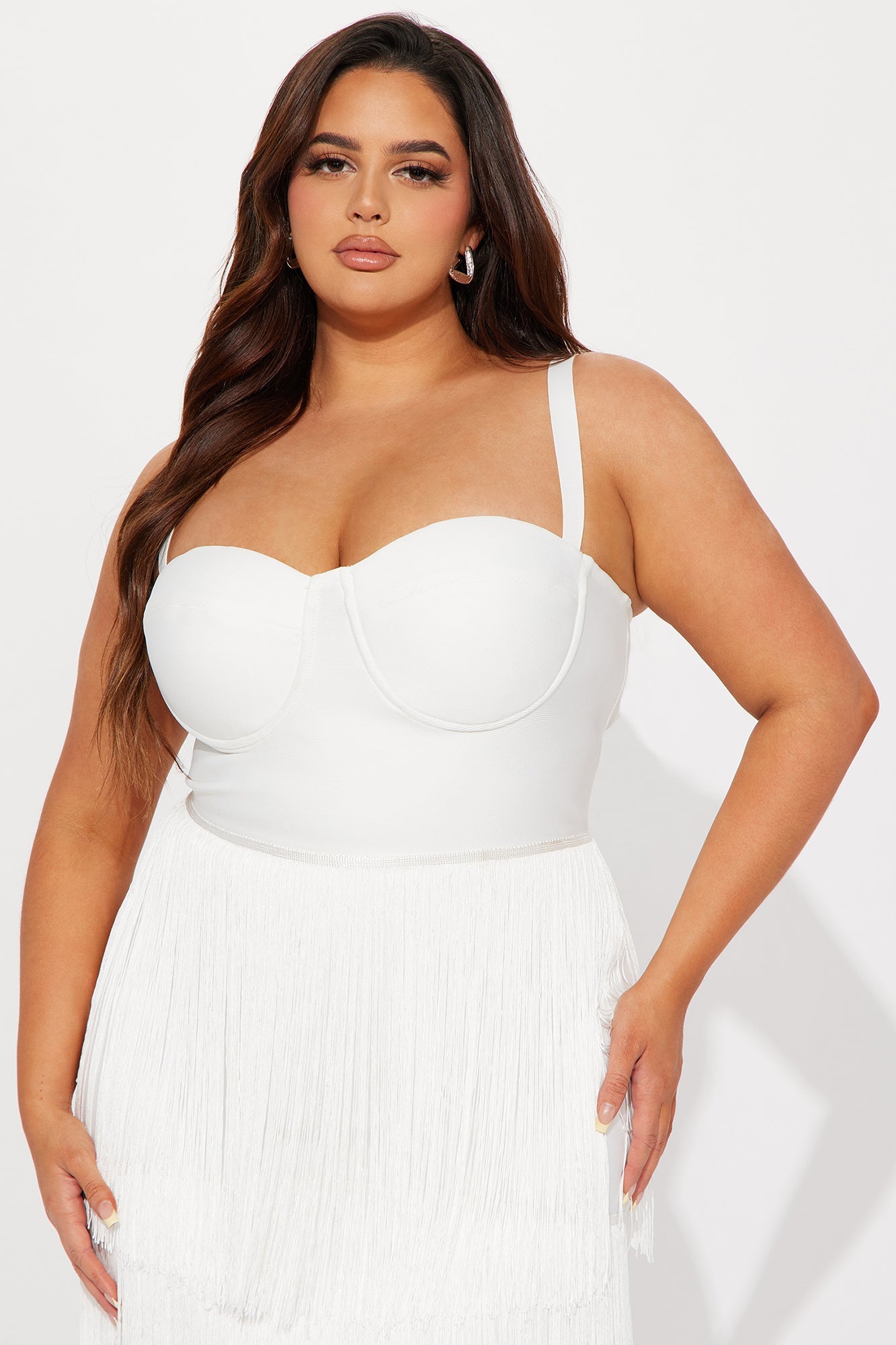 Faye Bandage Fringe Maxi Dress - White