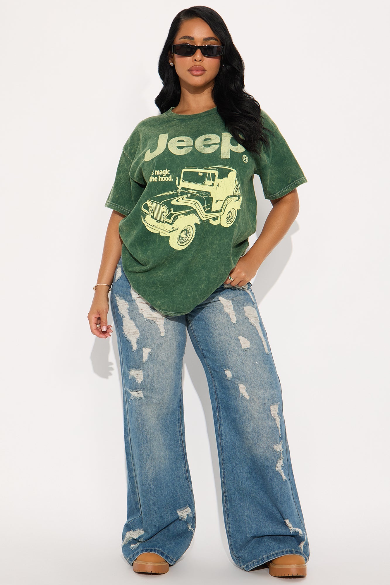 Jeep Magic Under The Hood Washed Tee - Dark Olive