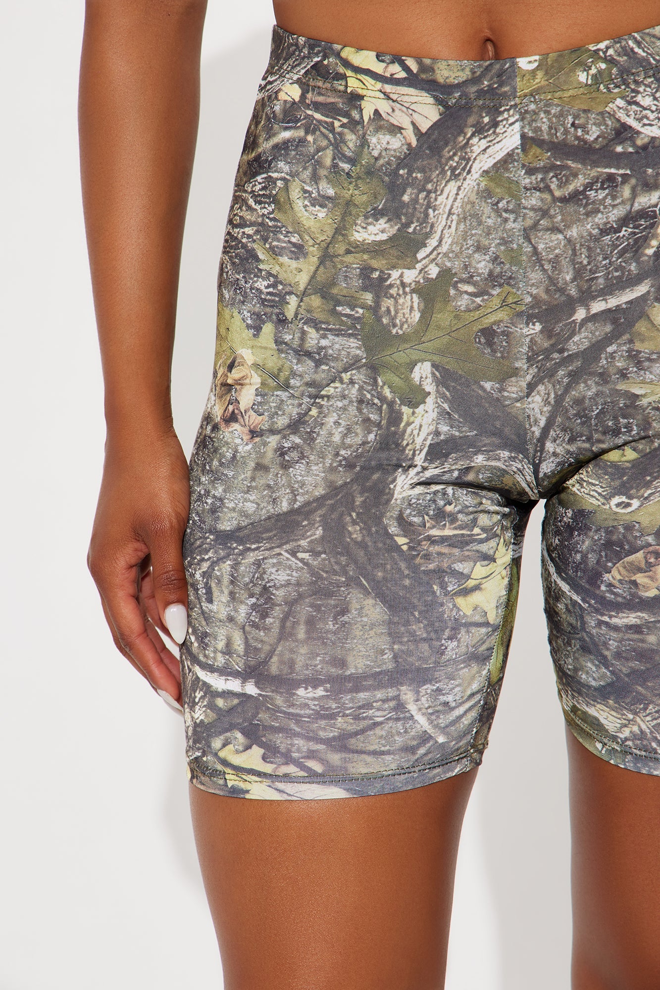 Lost In Woods Camo Biker Short - Green/combo