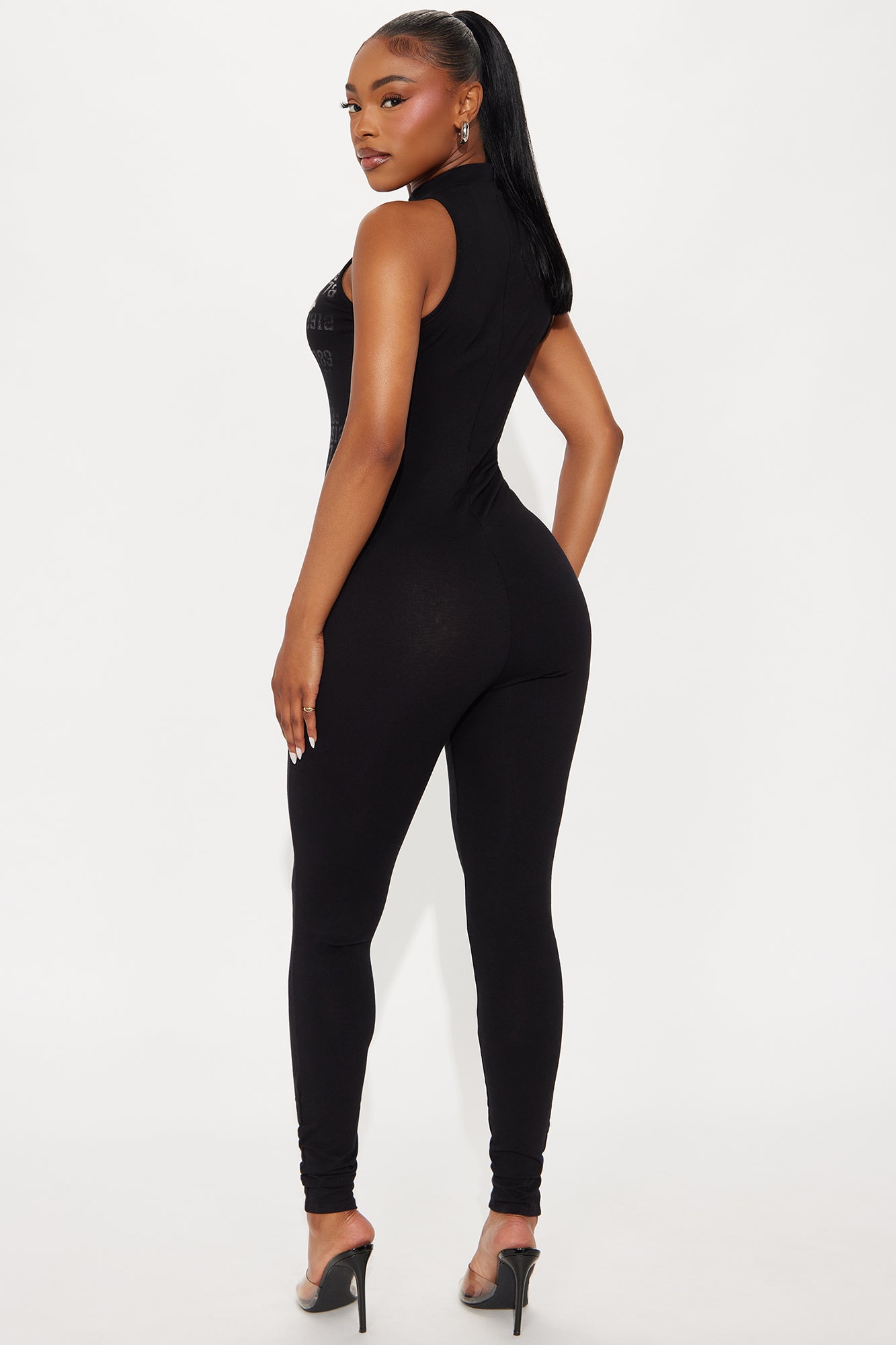 Jane Graphic Skinny Leg Jumpsuit - Black