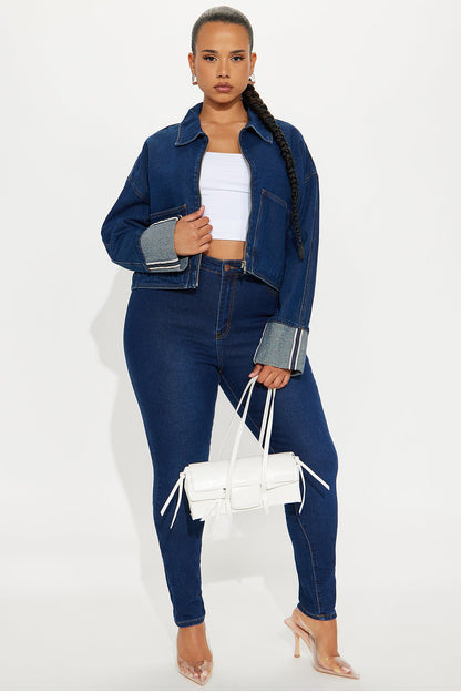 Adrian Cuffed Denim Jacket - Rinse Blue Wash