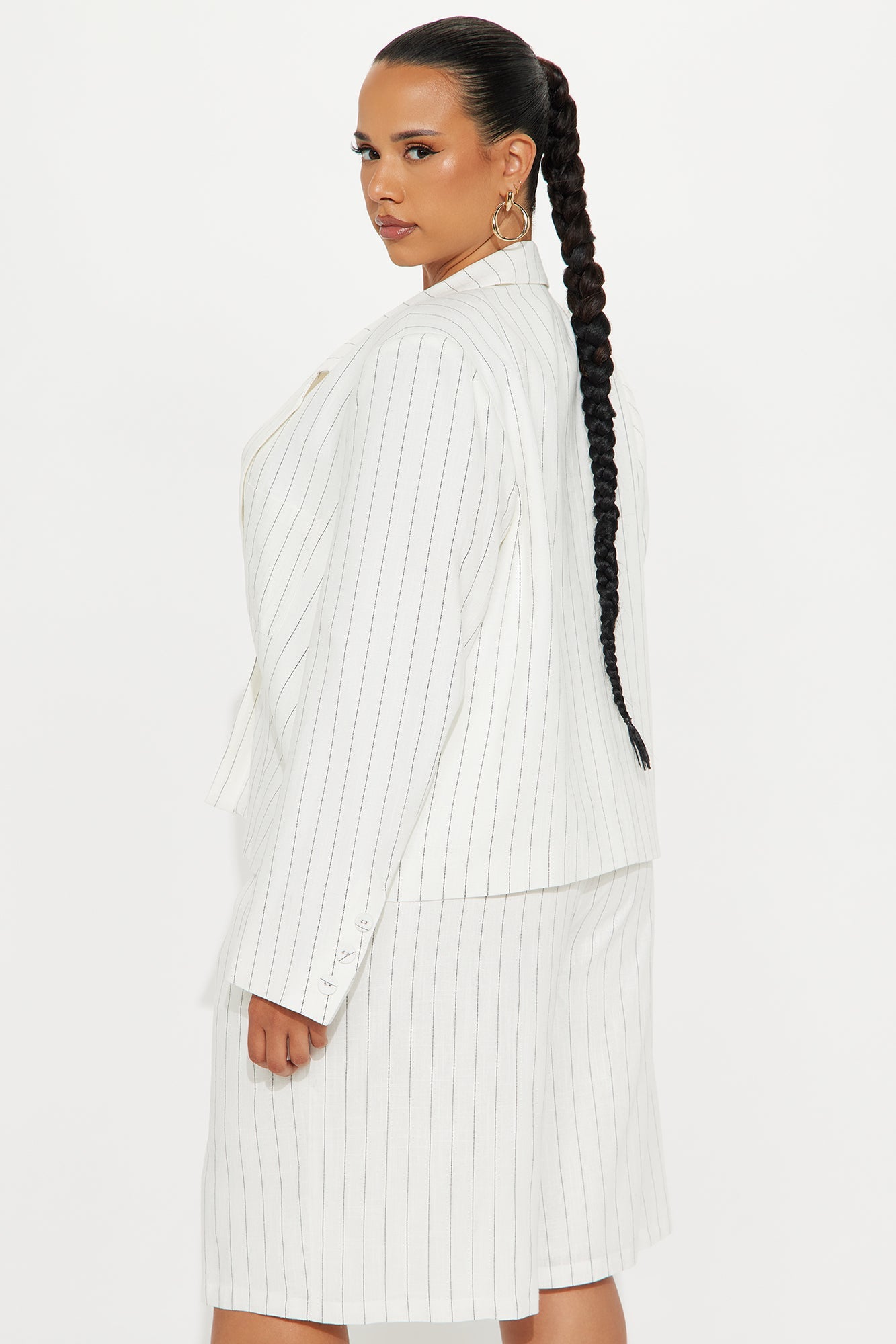 Penelope Pinstripe Linen Blazer - White