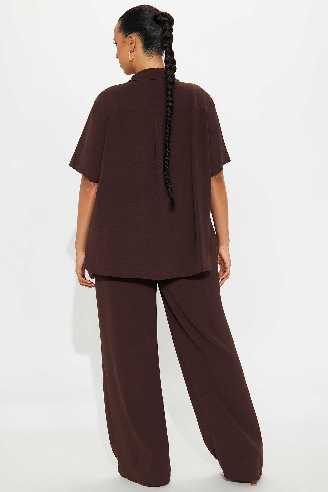 Makenzie Short Sleeve Pant Set - Dark Brown