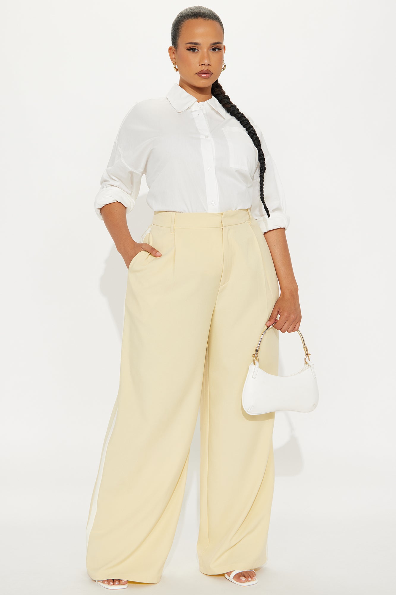 Dylan Wide Leg Trouser Pants - Yellow/combo