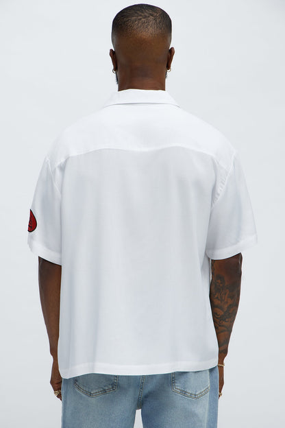 Von Dutch Cropped Logo Button Up Shirt - White